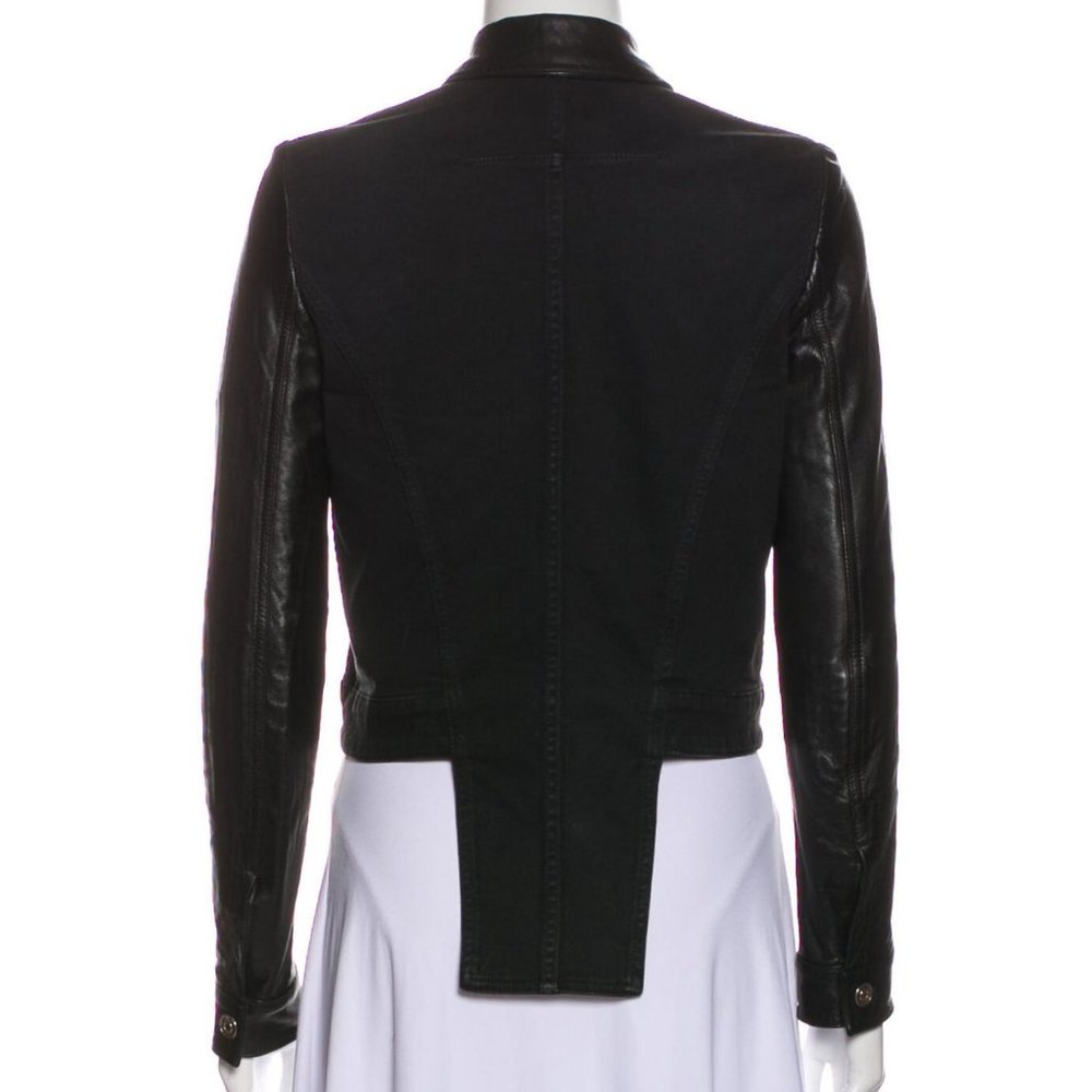 Givenchy crop denim w leather sleeves moto jacket - Picture 3 of 3